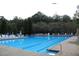 A large, sunny community swimming pool with lounge chairs and umbrellas surrounded by trees at 2540 Rocky Springs Dr, Marietta, GA 30062