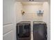 Functional laundry room with modern appliances and shelving for storage at 124 Freedom Dr, Acworth, GA 30102
