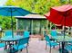 Relaxing patio area with a gazebo, umbrellas, and plenty of seating, perfect for outdoor gatherings at 3545 Renaissance Cir, Atlanta, GA 30349