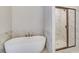 Elegant bathroom featuring a standalone tub and a separate glass-enclosed shower at 161 Haverling Pass, Hampton, GA 30228