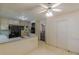 The kitchen provides access to the dining area with a black refrigerator and an oven microwave combo at 1737 Fontaine Dr, Jonesboro, GA 30236
