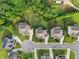 An aerial shot showcases the layout of homes with lush backyards and tree coverage in a peaceful neighborhood at 6415 Yellow Birch St, Cumming, GA 30040