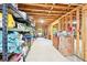 Spacious unfinished basement offering storage with shelving, and natural light through walkout windows at 6415 Yellow Birch St, Cumming, GA 30040