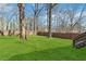 The backyard boasts a lush green lawn enclosed by a stained wooden privacy fence at 2395 Saint James Nw Dr, Atlanta, GA 30318