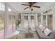 Bright sunroom features an outdoor view, modern furniture, and white trim at 2695 Trotters Walk Trl, Snellville, GA 30078