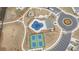Aerial view of neighborhood amenities including community pool and tennis courts at 3739 Silvery Way, Powder Springs, GA 30127