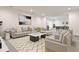 Finished basement with a cozy seating area and adjacent game room with pool table at 11760 Stratham Dr, Alpharetta, GA 30009