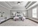 Spacious main bedroom features a trey ceiling, large windows, and neutral decor at 11760 Stratham Dr, Alpharetta, GA 30009