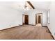 Large main bedroom featuring carpet, a ceiling fan, and access to the ensuite bathroom at 41 Ridgewood Cir, Mcdonough, GA 30252