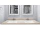 Bathroom with dual sinks and a vanity with view of glass shower at 1718 Cahoon Sw St, Atlanta, GA 30310