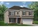 Two-story home with a brick and siding exterior, complemented by a well-manicured front lawn and lush green trees at 48 Calla Dr, Douglasville, GA 30134