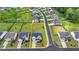 Aerial view of a charming two-story home with a well-manicured lawn and landscaped yard in a friendly neighborhood at 3695 Andover St, Cumming, GA 30028