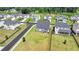 Aerial view displays a home situated in a friendly neighborhood with well-maintained lawns at 3695 Andover St, Cumming, GA 30028