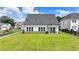 Back exterior of home featuring white siding, dark roof, and well-maintained lawn at 3695 Andover St, Cumming, GA 30028