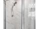 Modern shower with glass door and beautiful marble tile at 1049 Bodega Loop, Locust Grove, GA 30248