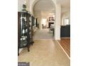 Open concept living room featuring an archway and fireplace at 121 Pinnacle Ln, Mcdonough, GA 30253