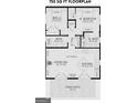 Detailed 750 sq ft floorplan featuring open patio, living room, kitchen, bathroom, and two bedrooms at 17 Cheney St, East Point, GA 30344