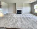 Spacious living room featuring a cozy fireplace at 212 Himalaya Way, Mcdonough, GA 30253