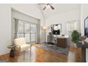 Home office with hardwood floors and large windows at 180 Rock Hill Dr, Fayetteville, GA 30215