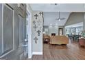 Front door entry to living room with high ceilings at 105 Parks Pl, Sharpsburg, GA 30277