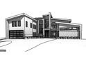 A sketch of a contemporary house with a two-car garage, modern lines, and unique architectural features at 330 Campground Rd, Mcdonough, GA 30253