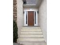 Inviting front entrance with a paneled door, sidelights, and decorative sconces at 9135 Woodhaven Way, Mcdonough, GA 30253