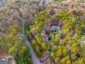 Aerial view of a private estate surrounded by lush greenery, showcasing the property's boundaries at 233 Spear Rd, Fayetteville, GA 30215
