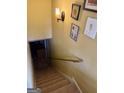 Carpeted staircase with decorative wall sconces and artwork at 24 Picketts Mill Pl, Acworth, GA 30101