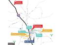 Community map showing nearby schools, shopping, parks, and the Piedmont Henry Hospital for local orientation at 624 Kimberwick Dr, Locust Grove, GA 30248