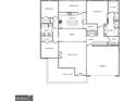 Detailed floor plan with 3 bedrooms, 2 baths, a kitchen with island, a great room, and a two-car garage at 6134 Se Linwood Dr, Covington, GA 30014