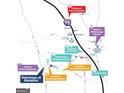 Community map showing proximity to schools, shopping, hospital, and highway access at 362 Friendship Oak Way, Hampton, GA 30228