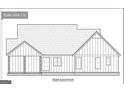 Plan 1074-115 rear elevation showing the layout of the rear windows and covered porch at 3841 Maggie Se Ct, Conyers, GA 30013