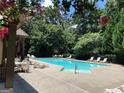 Community pool featuring lounge chairs, tables, and lush green trees at 2741 Willowstone Dr, Duluth, GA 30096
