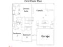First floor plan displaying the layout including bedrooms, owner's suite, kitchen, Gathering room, and garage at 4139 Alayna Lee Cir, Mcdonough, GA 30252