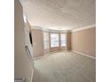 Cozy living room with neutral paint, carpet, and a large window letting in natural light at 159 Courtneys Ln, Fayetteville, GA 30215