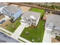 Aerial view of well maintained home showing the grassy lawn and well manicured landscaping at 4365 Sunflower Cir, Cumming, GA 30040