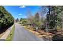 Neighborhood street view lined with mature trees and single-Gathering homes under a clear blue sky at 768 Scales Rd, Suwanee, GA 30024