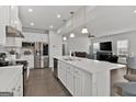 Modern kitchen featuring a large center island, stainless steel appliances, and an open layout at 517 Daffodil Ln, Mcdonough, GA 30253