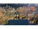 Scenic aerial view from rooftop captures lush trees and a serene river in the background, emphasizing the natural setting at 3212 Sw Woodhaven Sw Ct, Conyers, GA 30094