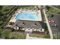 Community pool and clubhouse with ample seating, lounge chairs and shade at 8593 Secretariat Dr # 20, Lithonia, GA 30058