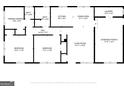 Detailed floorplan showcasing layout, including three bedrooms, kitchen, and living room at 5183 Jones Ct, Morrow, GA 30260