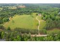 Scenic aerial view of farm property featuring lush greenery, a home, and farmland at 238 Indian Creek Rd, Locust Grove, GA 30248