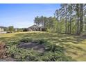 Expansive front yard featuring mature trees, landscaped beds, and a well-manicured lawn at 130 S Meadows Ridge Dr, Grantville, GA 30220