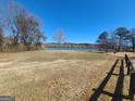 Expansive backyard with clear skies, trees, and lake views at 222 Flat Creek Ct, Peachtree City, GA 30269