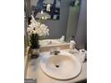 Bathroom sink with decorative flowers, mirror, and vanity offering a simple, functional space at 2443 Shoals Ter, Decatur, GA 30034