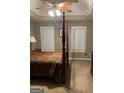 Spacious main bedroom featuring a tray ceiling, carpeted floors, and bright natural light at 1129 River Green Ct, Mcdonough, GA 30252