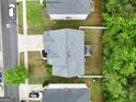 Aerial view of house with a large, private backyard surrounded by mature trees at 1144 Simonton Hill Ct, Lawrenceville, GA 30045