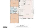 Floor plan of the main level, including the kitchen, living room, and bedrooms at 6537 Walker Rd, Riverdale, GA 30296