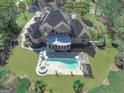 Expansive backyard oasis featuring a sparkling pool, hot tub, and beautifully manicured lawn at 310 Westbourne Dr, Tyrone, GA 30290