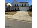 Beautiful new construction home with large windows, a two-car garage, and landscaped front yard at 136 Paulownia Cir, Mcdonough, GA 30253